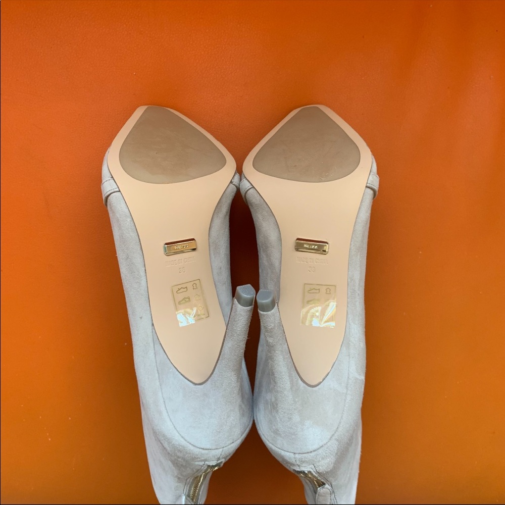 New! Rare REISS Paris Jett Embellished Suede Ankle Booties in Taupe - Picture 12 of 13